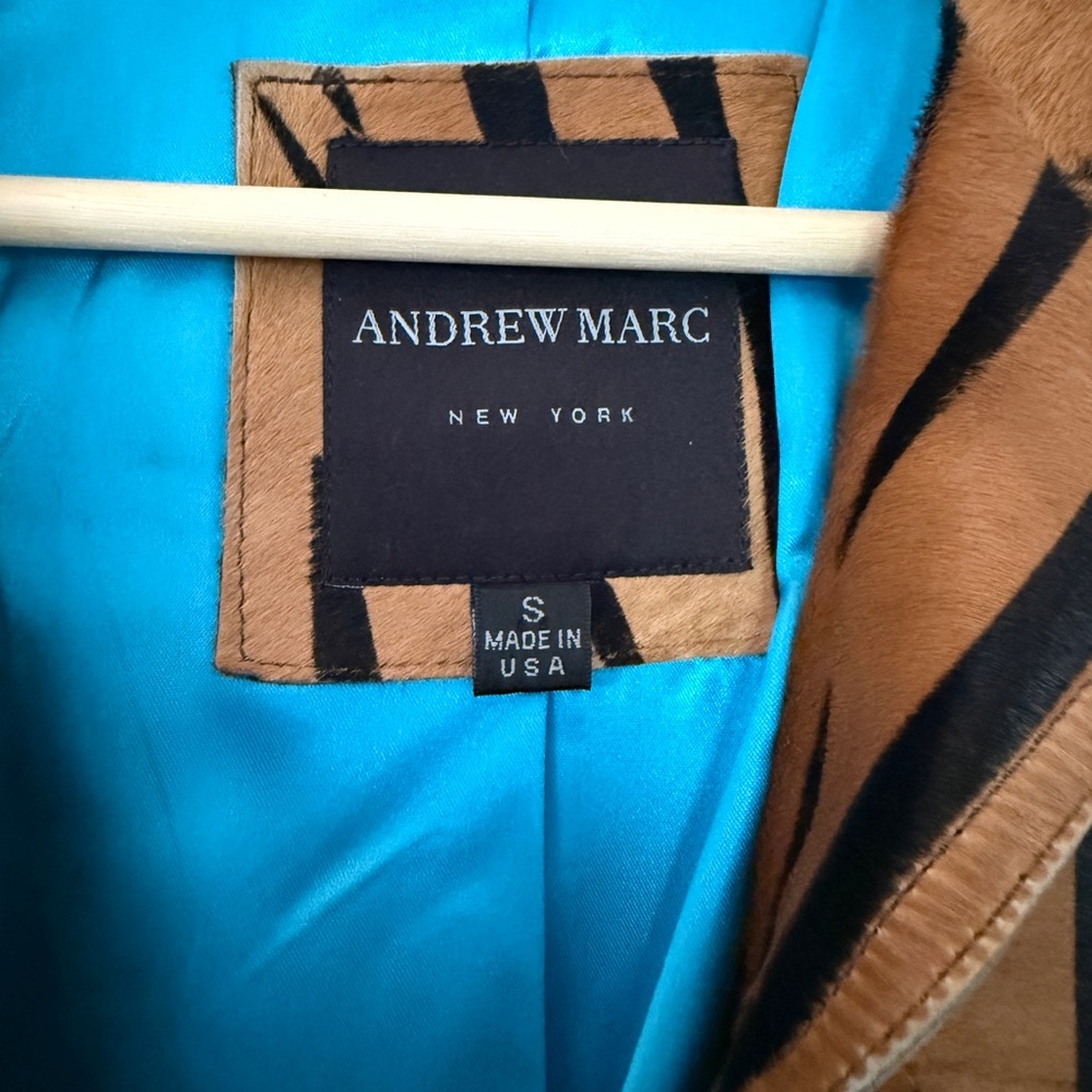 Andrew Marc Tiger Pony Hair Fur Leather Jacket - Picture 4 of 5